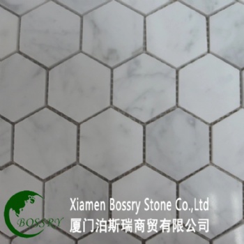 Carrara White Marble Hexagon Mosaics Tile for Interior Bathroom