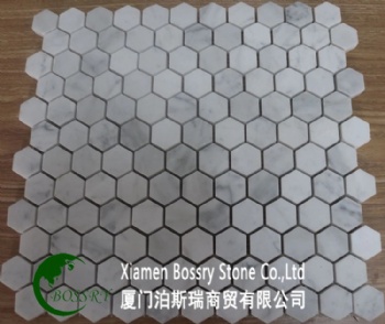  Carrara White Marble Hexagon Mosaics Tile for Interior Bathroom	