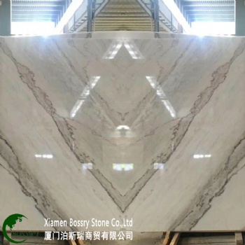  China Guangxi White Marble With Yellow Wave Slab Tile	