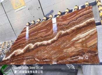 Book Matched Red Dragon Onyx Wall Panel Backlit