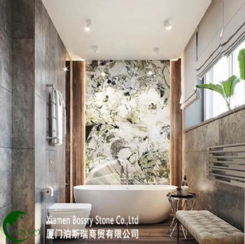 Ice/Cold Jade Green Tea Marble Slab for bathroom	