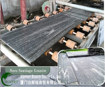  Nero Sandiago Black Granite With White Veins Flamed Tiles	