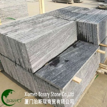  Nero Sandiago Black Granite With White Veins Flamed Tiles	