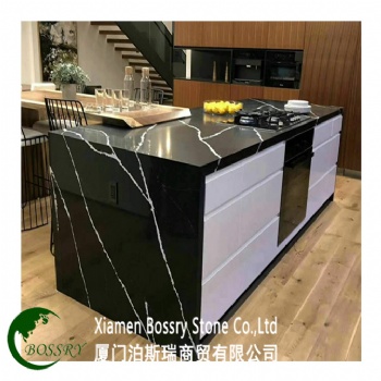 Engineering Stone Calacatta Black Quartz Slabs	