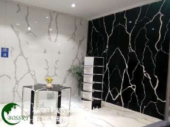  Engineering Stone Calacatta Black Quartz Slabs	