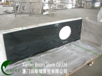  U shape Bullnose Edges Black Galaxy Granite Kitchen Countertop	