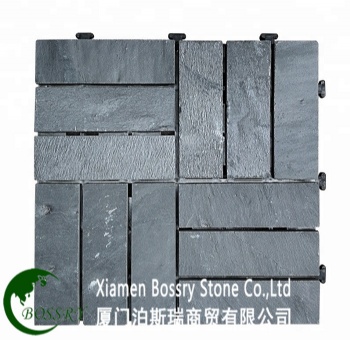 Non slip swimming pool surround interlocking natural slate floor tiles