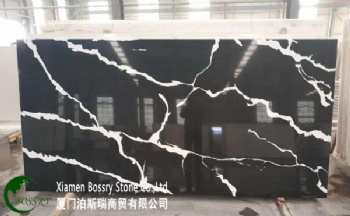 Hot Sale Calacatta Black Quartz Slab for Kitchen Top