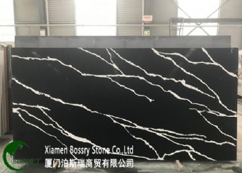 Black Marble Whit vein Artificial Quartz Slab