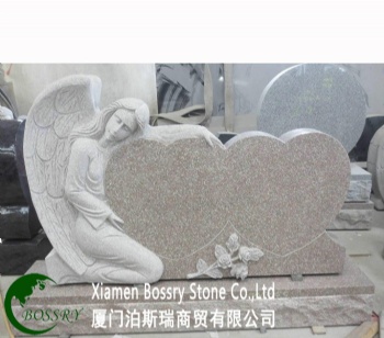China Red Granite Angel Tombstone