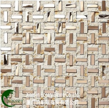 Natural Stone Mix Metal Mosaic Tile