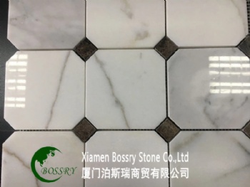 White Marble Mixed Color Mosaic Tile