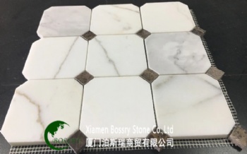  White Marble Mixed Color Mosaic Tile	