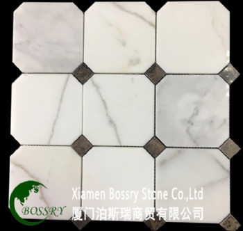  White Marble Mixed Color Mosaic Tile	