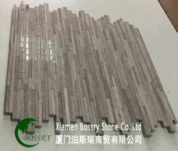  Wooden white marble random mosaic Tile Back with net	