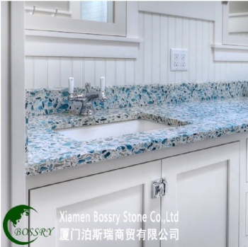 Blue Artificial Stone Vanity Tops
