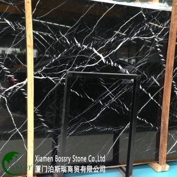 Premium Black Nero Marquina Marble With White Veins For Floor Tiles