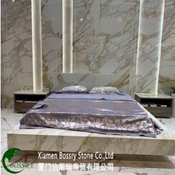  Calacatta with yellow/gold/orange oro veins big slab	