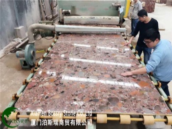  China Multicolor Red Mosaic Granite Slab	