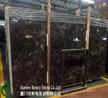  Cheaper China Marron Brown Marble Slab	