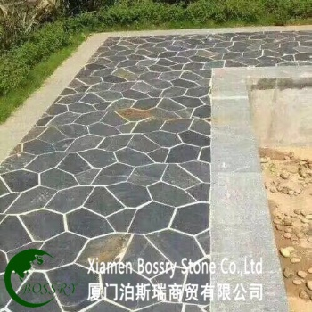 Irregular natural black broken slate floor tile