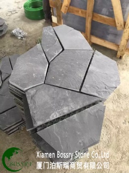  Irregular natural black broken slate floor tile	