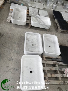  White Marble Wash Basin Stone Bathroom Sink	