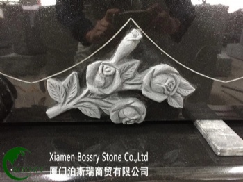  Pure Black Double Heart Bench Tombstone	