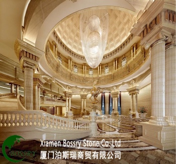 Waterjet cut stone inlay floor medallion